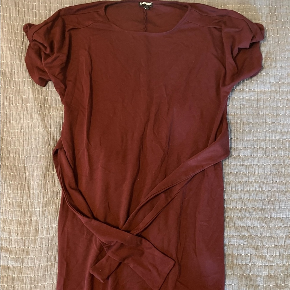 Burgundy Short Sleeve Dress